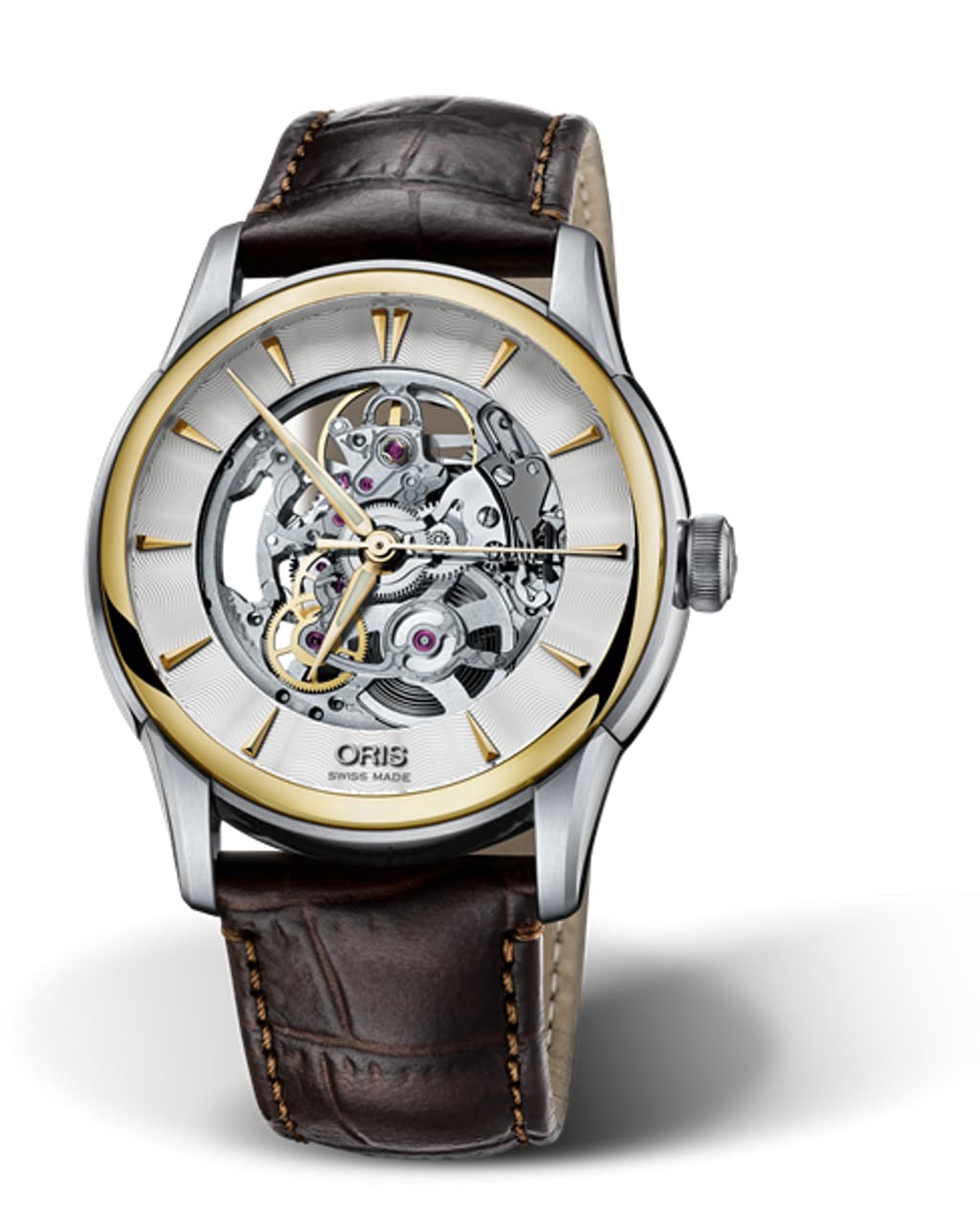 Oris artelier skeleton gold sales